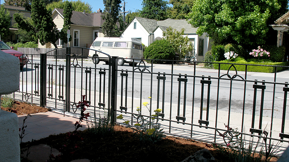 Craftsman Style Fleur de Lis Fencing and Gate