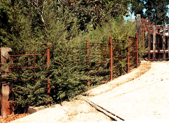 Gridded Fence with Rounded Corner